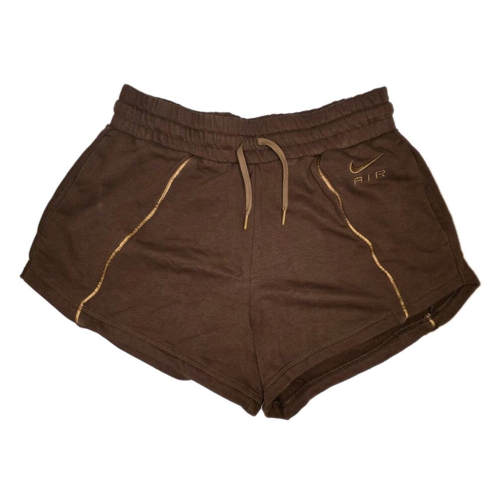 Women's Nike Air High-Rise Fleece Shorts In Cocao Brown Size M Retro Summer